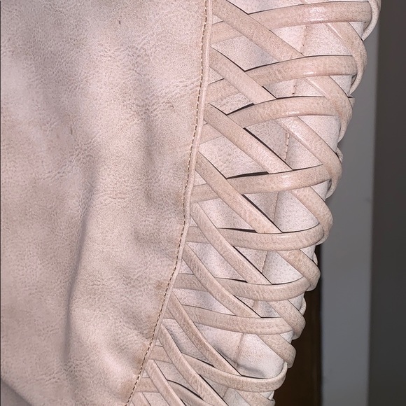 TORRID faux leather tan lattice knee high boots - Picture 6 of 7